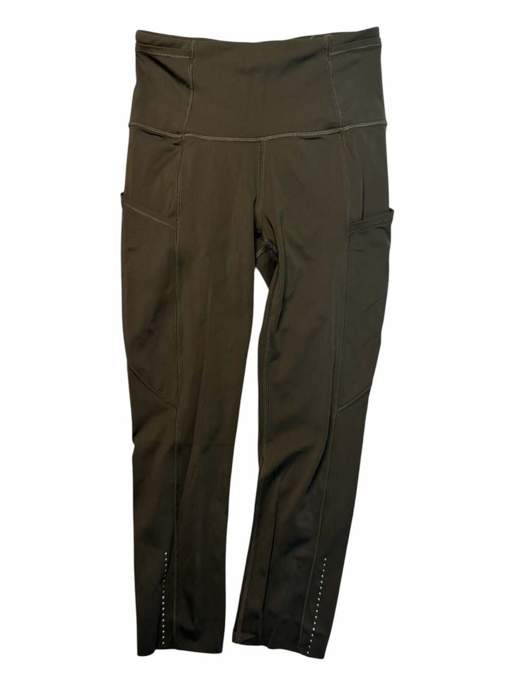 Lululemon Fast and Free Crop II Nulux Dark Olive Green Leggings